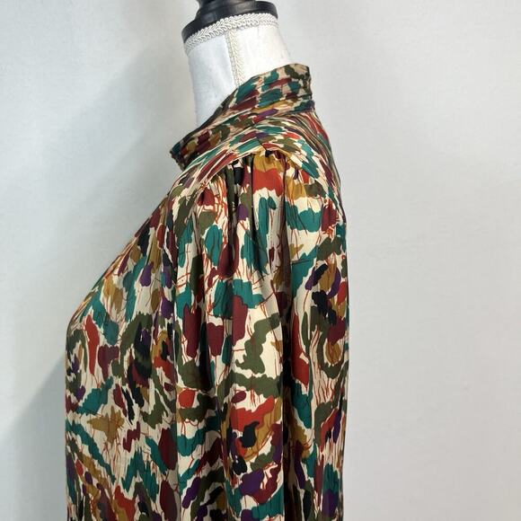 Vintage Notations Blouse sz 10 Orange Green Purple Career Shoulder Pads 90's Y2K - Picture 8 of 12
